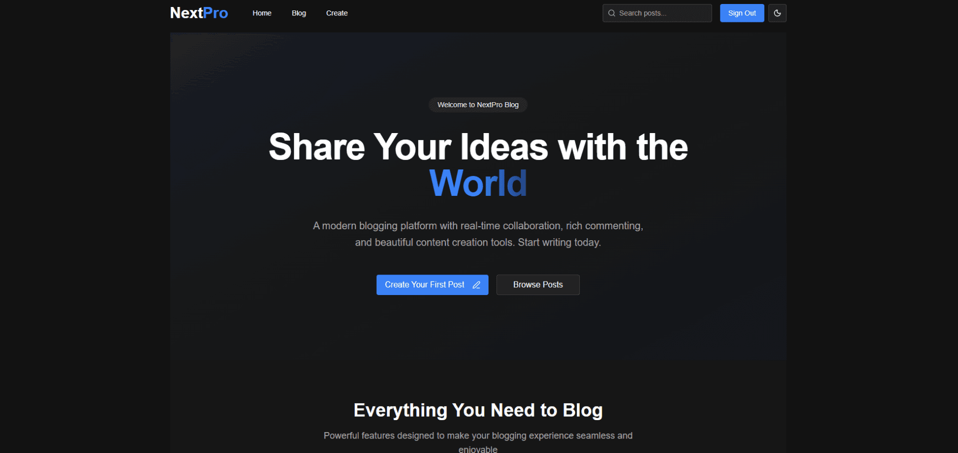 NextPro Blog Platform - Project Screenshot